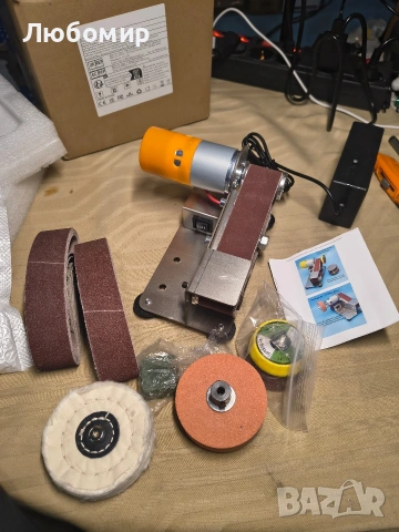 Хоризонтална лентова шлайфмашина, електрическа мини лентова, шлайфмашина, многофункционална , снимка 3 - Други инструменти - 54013300