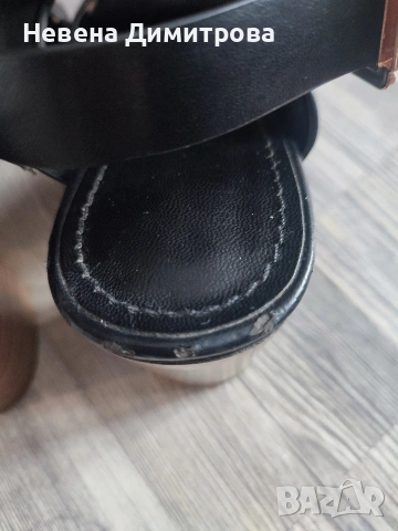 Черни сандали с дървен ток - размер 37, снимка 4 - Сандали - 54213766
