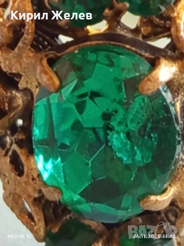 Стар скъпоценен ретро меден пръстен с ювелирно фасетиран ИЗУМРУД 52241, снимка 6 - Пръстени - 52546619