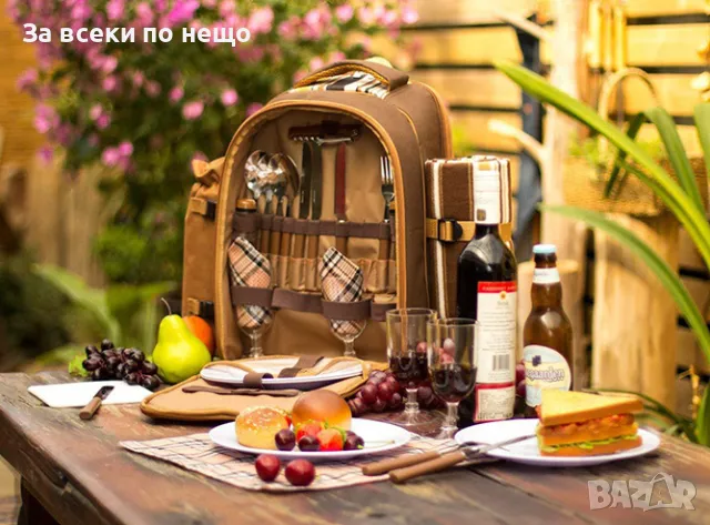 Висококачествена раница за пикник с комплект прибори за четири човека, снимка 5 - Други спортове - 50280251
