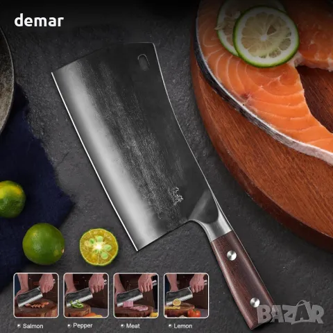 ENOKING 7,5-инчов нож за готвач, ръчно кован кухненски нож, тежък нож за рязане на кости, снимка 6 - Други - 47989228