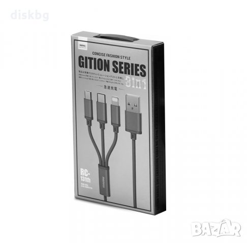 Нов кабел за зареждане 3в1, Type-C, Micro USB, Lightning, Remax