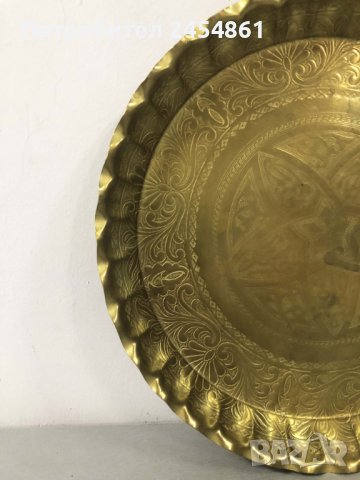 стар, месинг, поднос, плато, ориенталски стил, Мароко, антика, ръчна изработка, ислям, снимка 4 - Антикварни и старинни предмети - 42877191