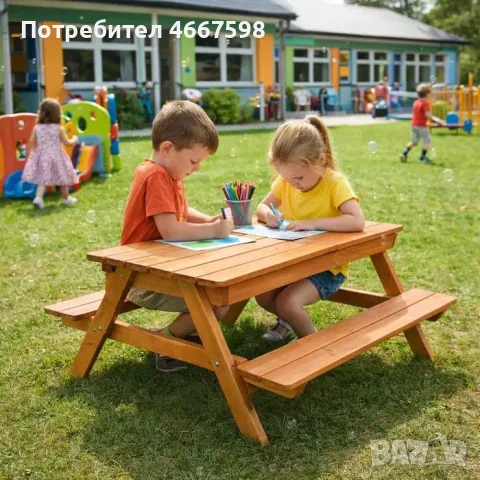 ОТНОВО НАЛИЧНА Детска маса с пейки и пясъчник 2в1 GINGER HOME, снимка 8 - Маси - 55951894