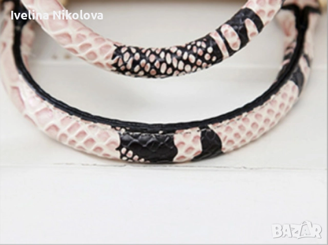 Дамска чанта с декорация от бяла змийска кожа, снимка 2 - Чанти - 52440528