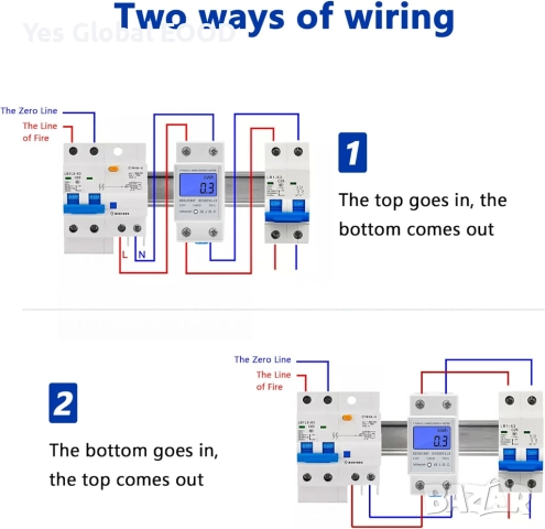 Еднофазен електромер DIN шина 230V 5(80)A с LCD дисплей, снимка 6 - Друга електроника - 52803848