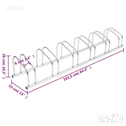 vidaXL Стойка за велосипеди за 6 велосипеда, поцинкована стомана, снимка 5 - Аксесоари за велосипеди - 56146215