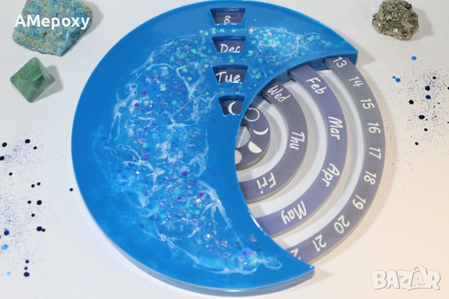Вечен календар от епоксидна смола , снимка 3 - Декорация за дома - 53275383