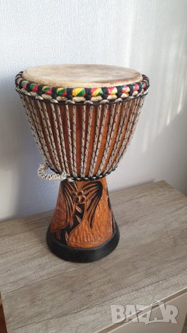 Тарамбука/Джембе от масивно дърво и естествена кожа, снимка 4 - Антикварни и старинни предмети - 42826704