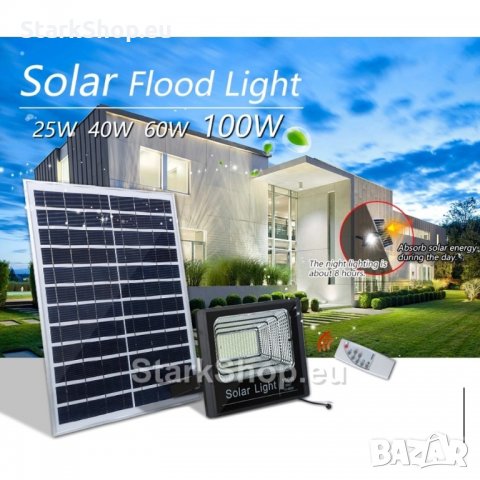  LED Прожектор със соларен панел 100W