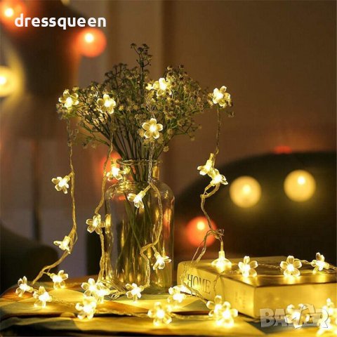 3705 Соларен гирлянд за декорация на градина с лампички във формата на цветя, снимка 13 - Градински мебели, декорация  - 37614125