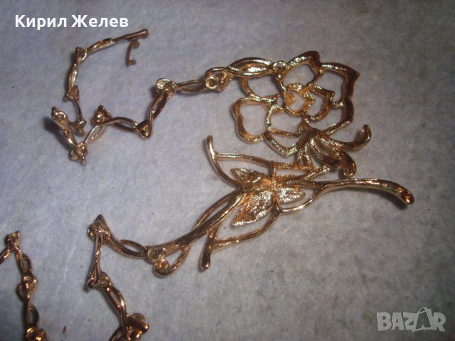 РАЗКОШНА ФЛОРАЛНА КРИСТАЛНА с ПОЗЛАТА АЖУРНА АРТ ОГЪРЛИЦА КОЛИЕ 30142, снимка 13 - Колиета, медальони, синджири - 37851591