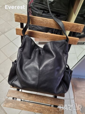 ECCO естествена кожа дамска,черна чанта ,тип ТОРБА ( 350 лв в интернет), снимка 1 - Чанти - 38985899