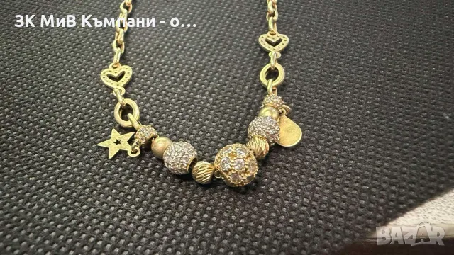 Златно колие с камъчета-7.86 гр. 14 карата, снимка 3 - Колиета, медальони, синджири - 55990542