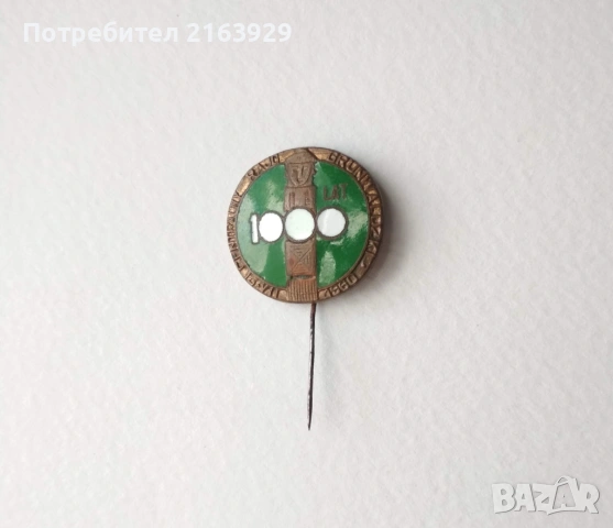 Красива стара масивна бронзова значка с емайл, снимка 2 - Колекции - 54133355