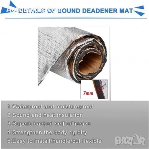 Универсално шумоизолиращо фолио Automat, За МПС, Заведения 100х500см, снимка 8 - Аксесоари и консумативи - 42783562