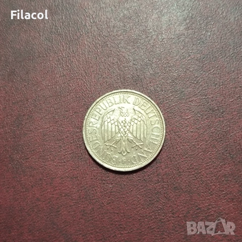 Германия 1 марка 1992 г.  МД 'F' - Щутгарт, снимка 2 - Нумизматика и бонистика - 52774041