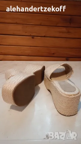 Плетени чехли на висок ток платформа, снимка 4 - Дамски обувки на ток - 50422839