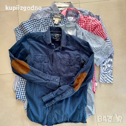 5 броя употребявани мъжки ризи къс и дълъг ръкав известни марки