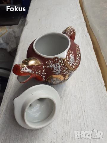 Сатцума Satsuma малък чайник Япония порцелан печат, снимка 3 - Антикварни и старинни предмети - 53340196