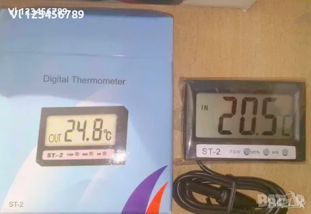 ТЕРМОМЕТЪР ВЪНШНА + ВЪТРЕШНА ТЕМПЕРАТУРА + ЧАСОВНИК, снимка 4 - Други стоки за дома - 49784658