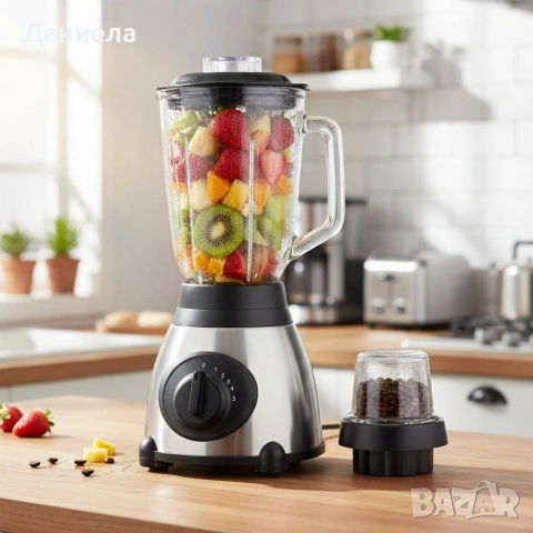 Блендер Cheffinger 1000 W – 1,5 л стъклена кана, мелачка 100 мл,ч, снимка 2 - Блендери - 53183634