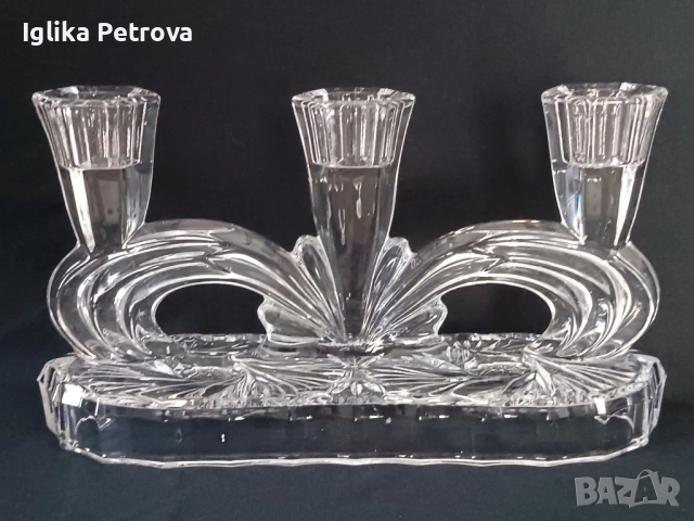 Кристален свещник -Бохемия , снимка 2 - Антикварни и старинни предмети - 52713823