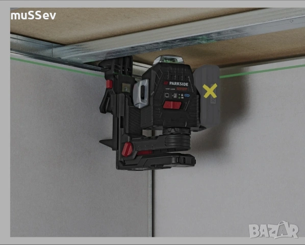 Акумулаторен лазерен нивелир 20В 3 х 360 Parkside Performance 20V , снимка 7 - Други инструменти - 54305875