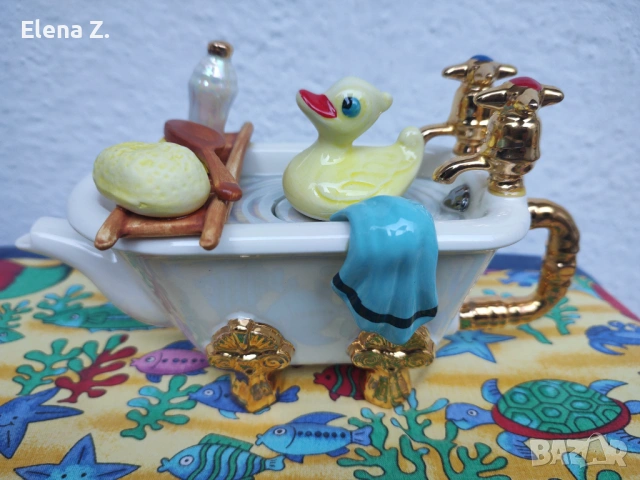 Уникален декоративен чайник Вана с патенце Swineside Англия, снимка 10 - Декорация за дома - 54003494