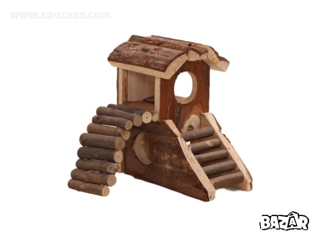 Дървена катерушка/къщичка за малки Гризачи 17 x 17 x 10 см. - Модел: 34258 , снимка 1 - За гризачи - 38399118