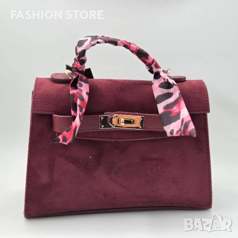 Чанти Hermes велур и кожа, снимка 4 - Чанти - 52610977