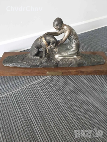52см-6кг фигура на H.Fady/статуетка La Chasse Interrrompue/стара френска бронзова скулптура, снимка 2 - Антикварни и старинни предмети - 51455330