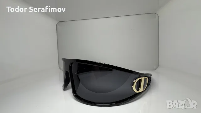 Дамски слънчеви очила Dior Cannage Shield / Wrap – Черни / Златисто CD лого / Релефни дръжки, снимка 2 - Слънчеви и диоптрични очила - 55983147