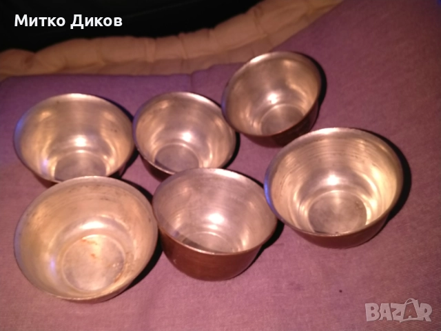 Медно канче за кафе Н-110мм фи 75мм с 6 медни чаши Н-45мм и фи 75мм нови, снимка 4 - Чаши - 52840074