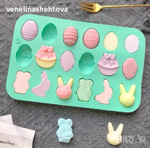 Яйце яйца заек зайче Великден силиконов молд форма за шоколад гипс смола фондан декорация торта , снимка 3 - Форми - 53144520