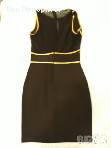 Бутикова рокля FERVENTE , черна с плътни и прозрачни сегменти /отстрани и на гърба/ + златни ивици, снимка 16 - Рокли - 37415384