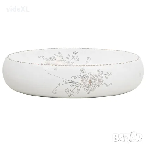 vidaXL Мивка за плот, бяла, овална, 59x40x15 см, керамика, снимка 3 - Мивки - 56146181