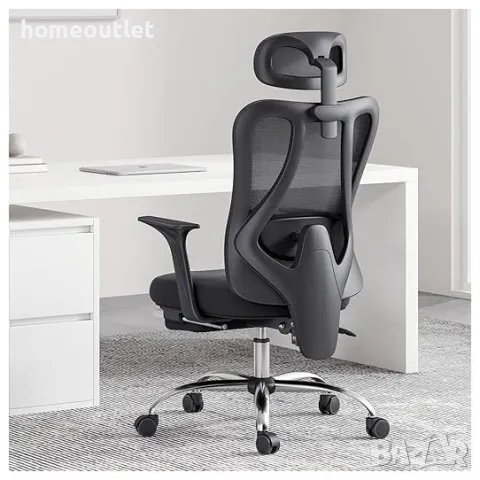 ПРОМОЦИЯ Ергономичен офис стол в черно с регулируема облегалка HBADA E101BMA-EU, снимка 3 - Столове - 49738977