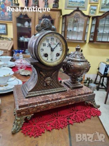 Красив антикварен френски каминен часовник , снимка 4 - Антикварни и старинни предмети - 42685578