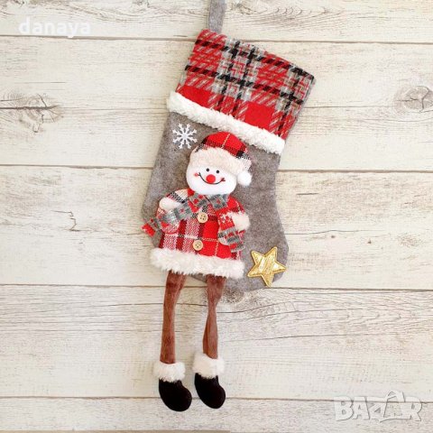 2590 Коледен чорап за подаръци и украса с фигура с дълги крака, снимка 2 - Декорация за дома - 35442179