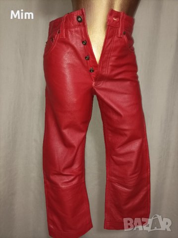 М Червен кожен тричетвърти панталон, снимка 2 - Къси панталони и бермуди - 36845680