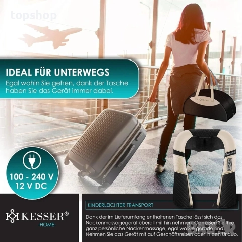 НОВ Шиацу масажор за врат, рамене и гръб с чанта KESSER® Масаж с топлина за Врат, гръб, рамене..., снимка 3 - Масажори - 51637835