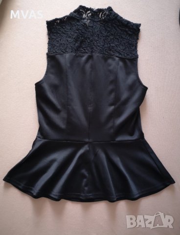  Нова черна официална блуза с дантела S, снимка 3 - Корсети, бюстиета, топове - 29324976