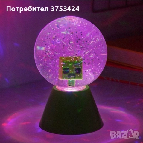 Лампа Paladone Games: Minecraft - Creeper (LED Glitter Ball), снимка 5 - Детски нощни лампи - 54148391