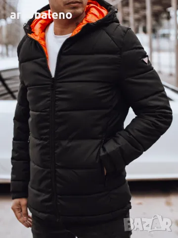 Мъжко зимно ватирано яке с качулка, 4цвята , снимка 2 - Якета - 47969587
