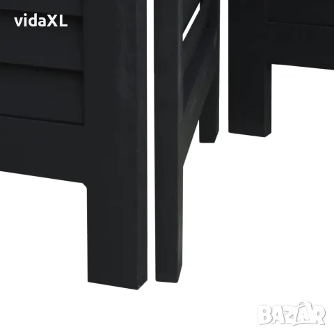 vidaXL Разделител за стая, 3 панела, черен, дърво пауловния масив, снимка 7 - Паравани - 56147335