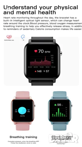 Красив водоустойчив спортен смартчасовник, смартгривна. Златист НОВ !, снимка 16 - Смарт гривни - 47920835