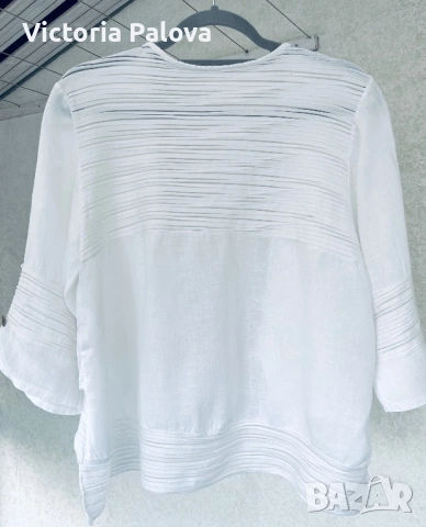 Ефирна ленена блуза в стил Lagenlook - Произведено в Италия, снимка 3 - Корсети, бюстиета, топове - 53892992