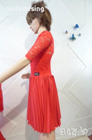 Червена детска рокля за спортни танци с дантела, снимка 6 - Детски рокли и поли - 51218598