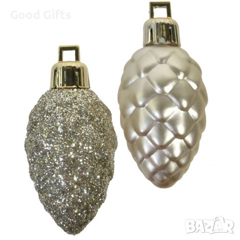 12 броя Комплект Коледни златни шишарки, Висулки за елха, 5см